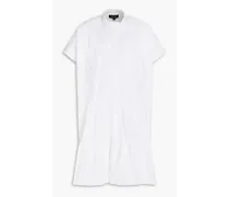 Ashley gathered cotton-poplin mini shirt dress - White