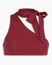 Zimmermann One-shoulder tie-detailed bikini top - Burgundy Burgundy