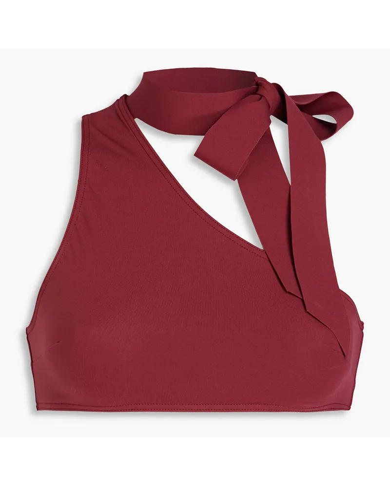 Zimmermann One-shoulder tie-detailed bikini top - Burgundy Burgundy