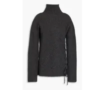 Cable-knit merino wool-blend turtleneck sweater - Gray