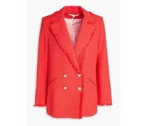 Nayeli double-breasted cotton-blend tweed jacket - Orange