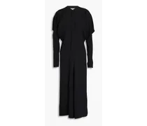 Pleated crepe midi dress - Black