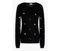 Embroidered ribbed wool sweater - Black