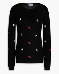 RED Valentino Embroidered ribbed wool sweater - Black Black