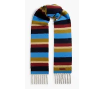 Fringed striped alpaca-blend scarf - Multicolor