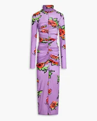 Philosophy Di Lorenzo Serafini Floral-print tulle midi dress - Purple Purple