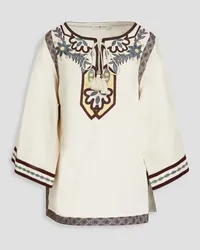 Tory Burch Embroidered linen-canvas kaftan - White White