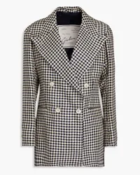 Giuliva Heritage Collection Stella double-breasted houndstooth linen blazer - Blue Blue