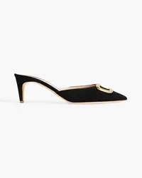 Rupert Sanderson Elsa embellished suede mules - Black Black