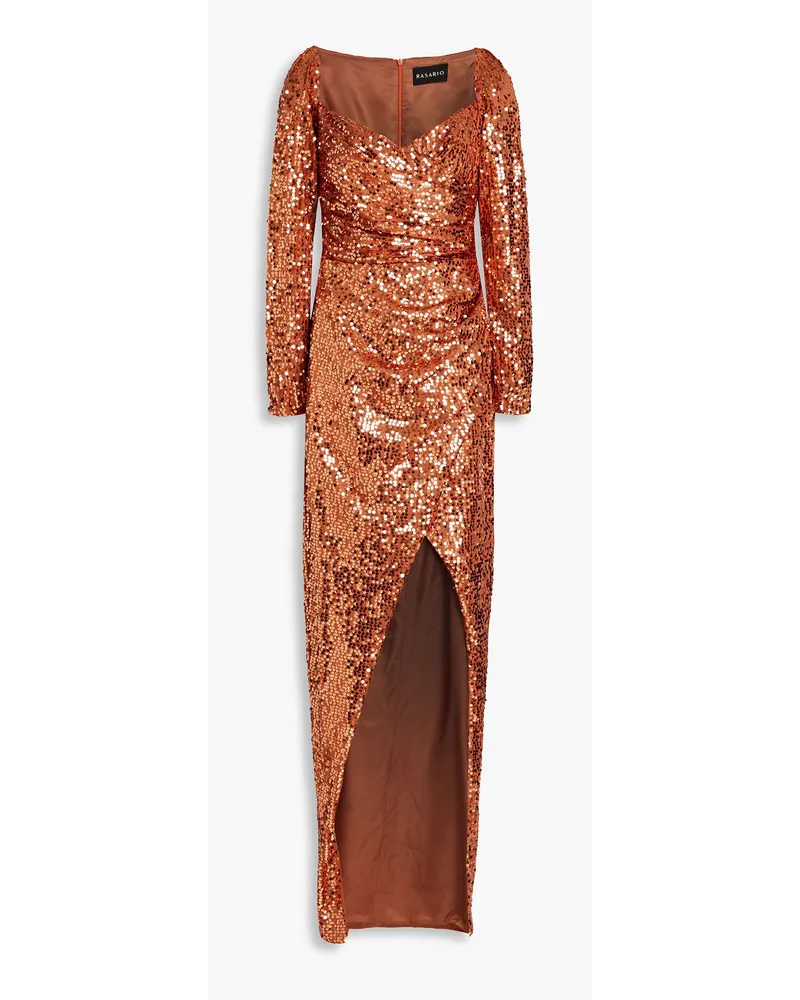 Wrap-effect sequined jersey gown - Metallic