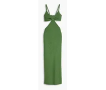 Serita cutout ribbed-knit midi dress - Green