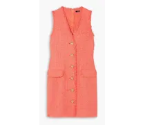 Button-embellished tweed mini dress - Orange