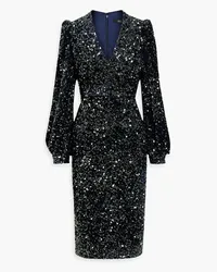 Badgley Mischka Sequined velvet dress - Blue Blue