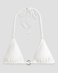 Melissa Odabash Venice ring-embellished stretch-seersucker triangle bikini top - White White