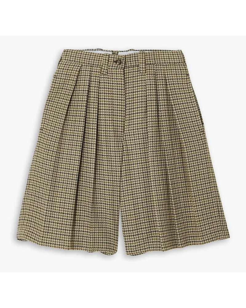 Giuliva Heritage Collection The Victoria pleated houndstooth wool shorts - Neutral Neutral