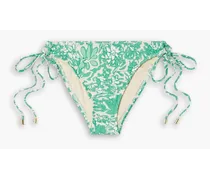 Floral-print low-rise bikini briefs - Green