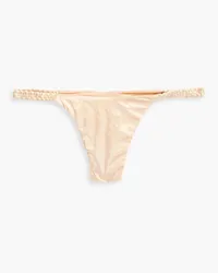 Isa Boulder Woven metallic stretch-satin low-rise bikini briefs - Orange Orange