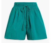 Rina pintucked cotton shorts - Blue