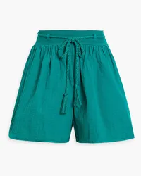 Ulla Johnson Rina pintucked cotton shorts - Blue Blue