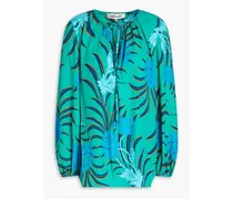 Freddie floral-print crepe de chine blouse - Green