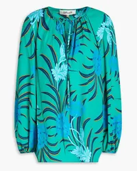 Diane von Furstenberg Freddie floral-print crepe de chine blouse - Green Green