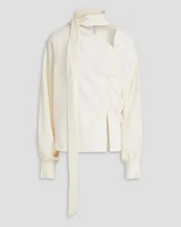 Victoria Beckham Pussy-bow cutout silk crepe de chine blouse - White White