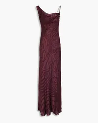 Alberta Ferretti Burnout satin gown - Burgundy Burgundy