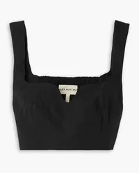 Mara Hoffman Jini cropped shirred TENCEL™ Lyocell and linen-blend top - Black Black