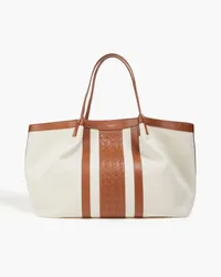 Serapian Secret woven leather and canvas tote - Brown Brown