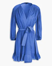 Maje Ruffled jacquard mini wrap derss - Blue Blue