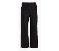 Cropped twill straight-leg pants - Black