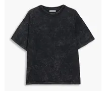 Acid-wash cotton-jersey T-shirt - Black
