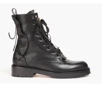 Ruffled leather combat boots - Black