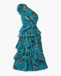 Ulla Johnson Ondine one-shoulder ruffled cotton midi dress - Blue Blue