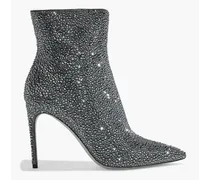 Jet crystal-embellished suede ankle boots - Gray