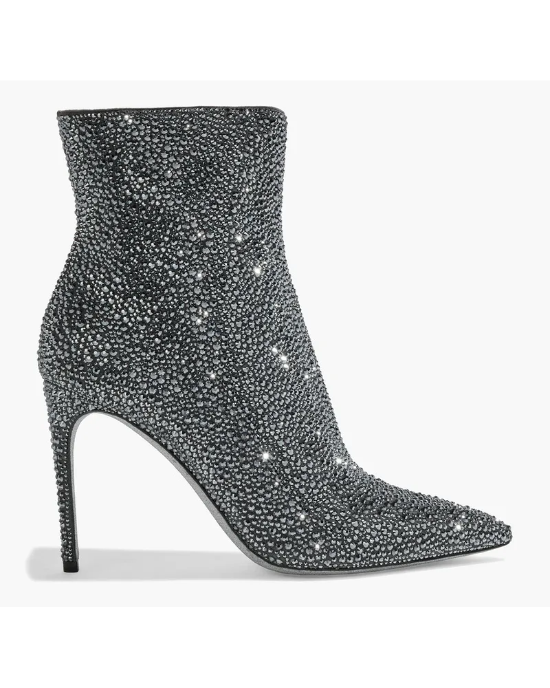 René Caovilla Jet crystal-embellished suede ankle boots - Gray Gray