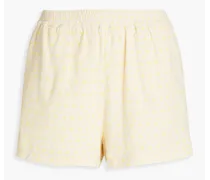 Polka-dot cotton-jacquard shorts - Yellow