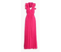Pleated chiffon halterneck maxi dress - Pink