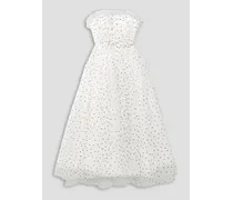 Strapless glittered tulle dress - White