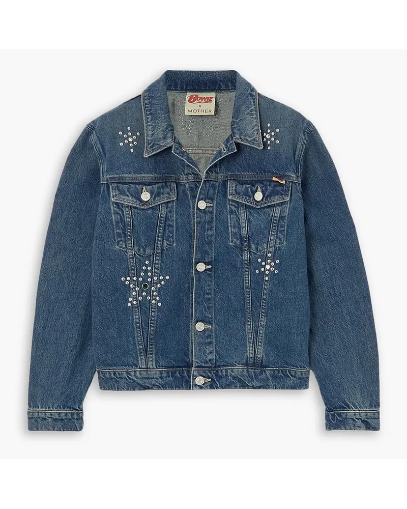 Mother Bowie The Bruiser embellished denim jacket - Blue Blue