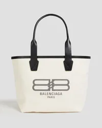 Balenciaga Jumbo leather-trimmed canvas tote - White White