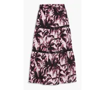 Lucia crochet-trimmed tiered cotton midi skirt - Black