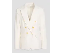 Preston double-breasted wool-blend crepe blazer - White