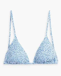 Onia Alexa floral-print triangle bikini top - Blue Blue