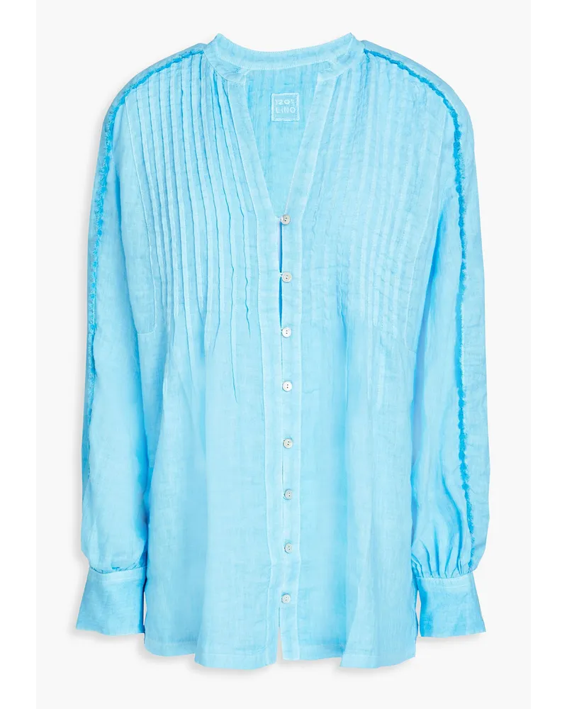 120% Lino Pintucked linen blouse - Blue Blue