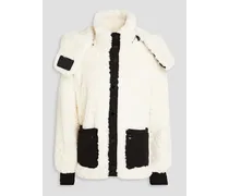 Shell-trimmed faux shearling jacket - White