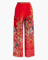 Camilla Crystal-embellished printed silk-chiffon wide-leg pants - Orange Orange