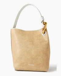 J.W.Anderson JWA Corner chain-embellished printed textured-leather bucket bag - Neutral Neutral