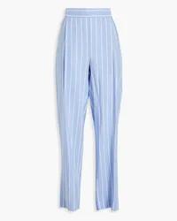 Vince Pleated striped woven wide-leg pants - Blue Blue