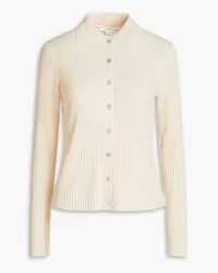 Vince Ribbed cashmere and silk-blend cardigan - Neutral Neutral